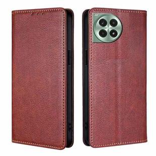 For OnePlus Ace 3 Pro 5G Gloss Oil Solid Color Magnetic Leather Phone Case(Brown)