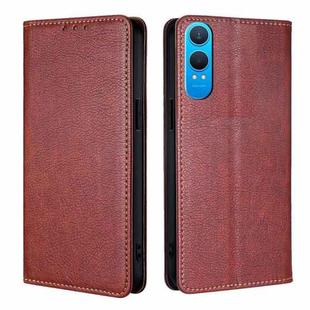 For OnePlus Nord CE 4 Lite 5G Gloss Oil Solid Color Magnetic Leather Phone Case(Brown)