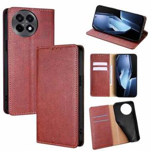 For OnePlus Ace 5 / 5 Pro Gloss Oil Solid Color Magnetic Leather Phone Case(Brown)
