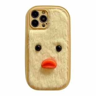 For iPhone 13 Pro Max Plush Black Eyes Duck TPU Phone Case(Yellow)