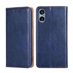 For Sony Xperia 5 V Gloss Oil Solid Color Magnetic Leather Phone Case(Blue)