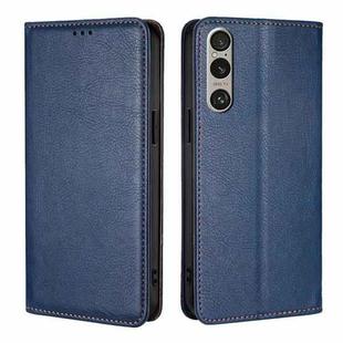 For Sony Xperia 1 VI Gloss Oil Solid Color Magnetic Leather Phone Case(Blue)