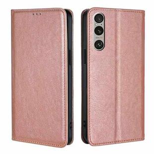 For Sony Xperia 1 VI Gloss Oil Solid Color Magnetic Leather Phone Case(Rose Gold)