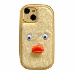 For iPhone 15 Plush White Eyes Duck TPU Phone Case(Yellow)