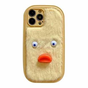For iPhone 13 Pro Max Plush White Eyes Duck TPU Phone Case(Yellow)