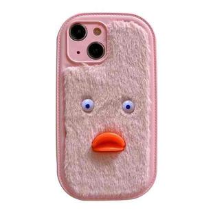 For iPhone 13 Plush White Eyes Duck TPU Phone Case(Pink)
