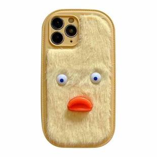 For iPhone 12 Plush White Eyes Duck TPU Phone Case(Yellow)
