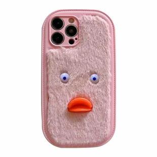 For iPhone 12 Pro Max Plush White Eyes Duck TPU Phone Case(Pink)