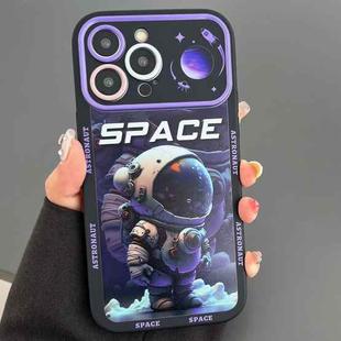 For iPhone 15 Pro Max Astronaut Pattern Large Window TPU Phone Case(Purple)