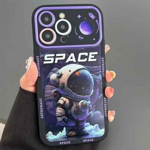 For iPhone 14 Pro Max Astronaut Pattern Large Window TPU Phone Case(Purple)