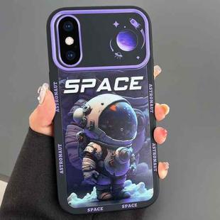 For iPhone X / XS Astronaut Pattern Large Window TPU Phone Case(Purple)
