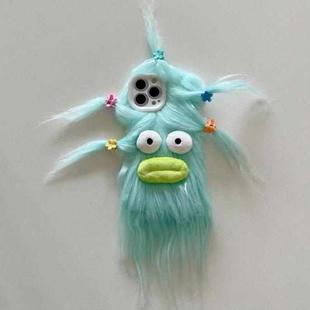 For iPhone 13 Pro Tied Hairstyle Plush Monster TPU Phone Case(Green)