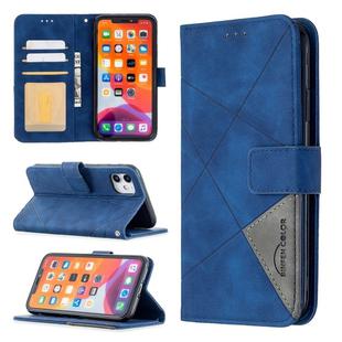 For iPhone 11 Rhombus Texture Magnetic Buckle Horizontal Flip Leather Case with Holder & Card Slots & Wallet & Photo Frame(Blue)