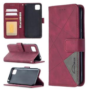 For Huawei Y5p Rhombus Texture Magnetic Buckle Horizontal Flip Leather Case with Holder & Card Slots & Wallet & Photo Frame(Red)