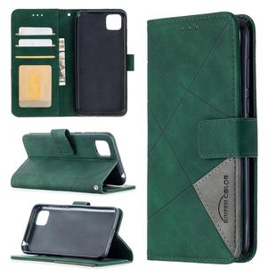 For Huawei Y5p Rhombus Texture Magnetic Buckle Horizontal Flip Leather Case with Holder & Card Slots & Wallet & Photo Frame(Green)