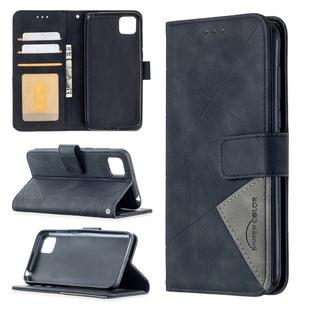 For Huawei Y5p Rhombus Texture Magnetic Buckle Horizontal Flip Leather Case with Holder & Card Slots & Wallet & Photo Frame(Black)
