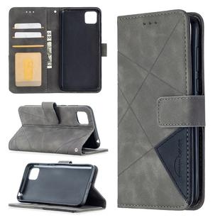 For Huawei Y5p Rhombus Texture Magnetic Buckle Horizontal Flip Leather Case with Holder & Card Slots & Wallet & Photo Frame(Grey)