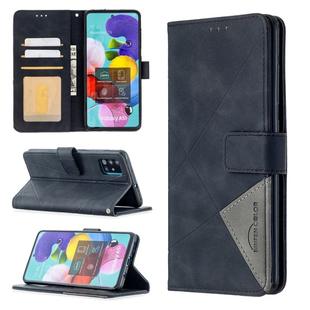 For Samsung Galaxy A51 Rhombus Texture Magnetic Buckle Horizontal Flip Leather Case with Holder & Card Slots & Wallet & Photo Frame(Black)