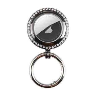 For Airtag Tracking Locator Electroplated Protective Case with Keychain(Black)