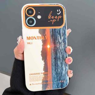 For iPhone 11 Scenery Pattern Large Window TPU Phone Case(White Sea Sunrise)