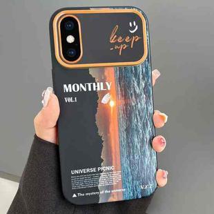 For iPhone XS Max Scenery Pattern Large Window TPU Phone Case(Black Sea Sunrise)