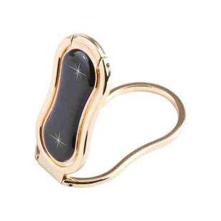 Foldable Metal Ring Buckle Desktop Mobile Phone Holder(Black)
