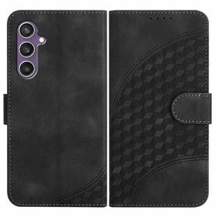 For Samsung Galaxy S23 FE 5G YX0060 Elephant Head Embossed Phone Leather Case with Lanyard(Black)