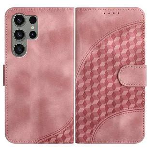 For Samsung Galaxy S23 Ultra 5G YX0060 Elephant Head Embossed Phone Leather Case with Lanyard(Pink)