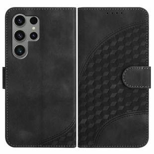 For Samsung Galaxy S23 Ultra 5G YX0060 Elephant Head Embossed Phone Leather Case with Lanyard(Black)