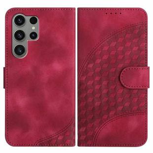 For Samsung Galaxy S23 Ultra 5G YX0060 Elephant Head Embossed Phone Leather Case with Lanyard(Rose Red)