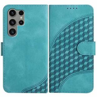 For Samsung Galaxy S23 Ultra 5G YX0060 Elephant Head Embossed Phone Leather Case with Lanyard(Light Blue)