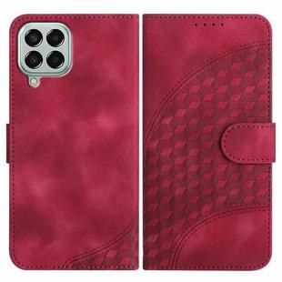 For Samsung Galaxy M33 5G Global YX0060 Elephant Head Embossed Phone Leather Case with Lanyard(Rose Red)