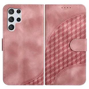 For Samsung Galaxy S22 Ultra 5G YX0060 Elephant Head Embossed Phone Leather Case with Lanyard(Pink)