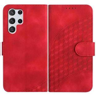 For Samsung Galaxy S22 Ultra 5G YX0060 Elephant Head Embossed Phone Leather Case with Lanyard(Red)