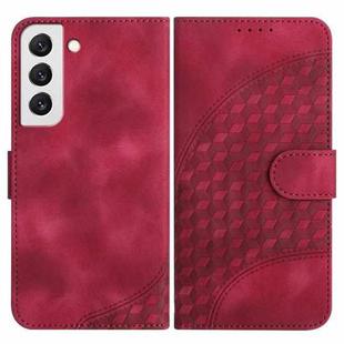 For Samsung Galaxy S22 5G YX0060 Elephant Head Embossed Phone Leather Case with Lanyard(Rose Red)