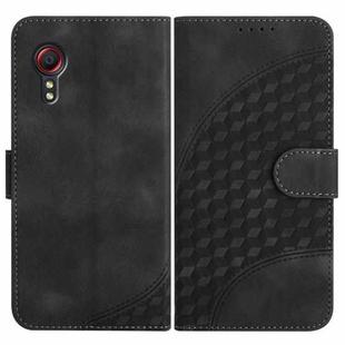 For Samsung Galaxy Xcover 5 YX0060 Elephant Head Embossed Phone Leather Case with Lanyard(Black)