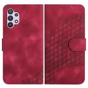 For Samsung Galaxy A32 5G YX0060 Elephant Head Embossed Phone Leather Case with Lanyard(Rose Red)