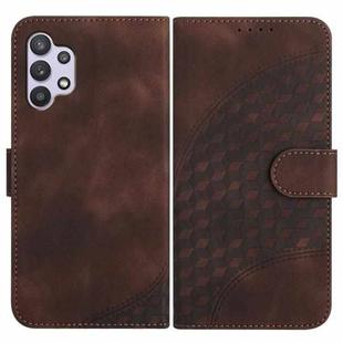 For Samsung Galaxy A32 5G YX0060 Elephant Head Embossed Phone Leather Case with Lanyard(Coffee)