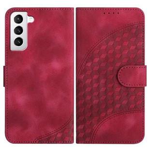 For Samsung Galaxy S21 5G YX0060 Elephant Head Embossed Phone Leather Case with Lanyard(Rose Red)
