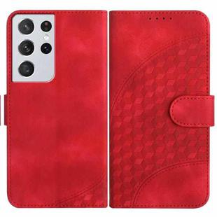 For Samsung Galaxy S21 Ultra 5G YX0060 Elephant Head Embossed Phone Leather Case with Lanyard(Red)