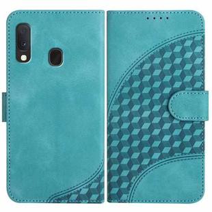 For Samsung Galaxy A20e/A10e YX0060 Elephant Head Embossed Phone Leather Case with Lanyard(Light Blue)