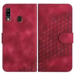 For Samsung Galaxy A20/A30 YX0060 Elephant Head Embossed Phone Leather Case with Lanyard(Rose Red)