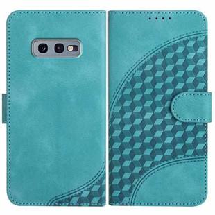 For Samsung Galaxy S10e YX0060 Elephant Head Embossed Phone Leather Case with Lanyard(Light Blue)