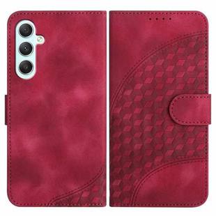 For Samsung Galaxy A35 YX0060 Elephant Head Embossed Phone Leather Case with Lanyard(Rose Red)