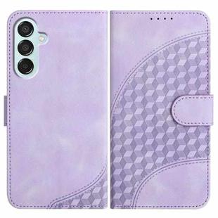 For Samsung Galaxy M15 5G/F15 5G YX0060 Elephant Head Embossed Phone Leather Case with Lanyard(Light Purple)