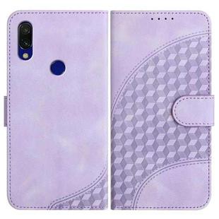 For Xiaomi Redmi 7 YX0060 Elephant Head Embossed Phone Leather Case with Lanyard(Light Purple)