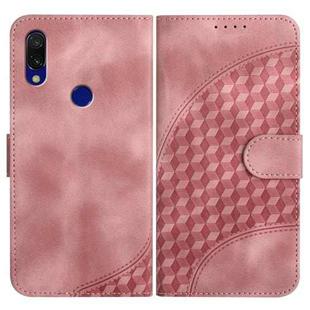 For Xiaomi Redmi 7 YX0060 Elephant Head Embossed Phone Leather Case with Lanyard(Pink)