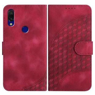 For Xiaomi Redmi 7 YX0060 Elephant Head Embossed Phone Leather Case with Lanyard(Rose Red)