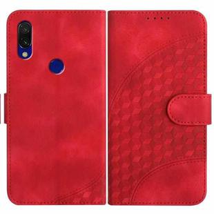 For Xiaomi Redmi 7 YX0060 Elephant Head Embossed Phone Leather Case with Lanyard(Red)