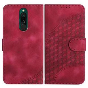 For Xiaomi Redmi 8 YX0060 Elephant Head Embossed Phone Leather Case with Lanyard(Rose Red)